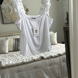 Elegant White Ruffled Crop Top